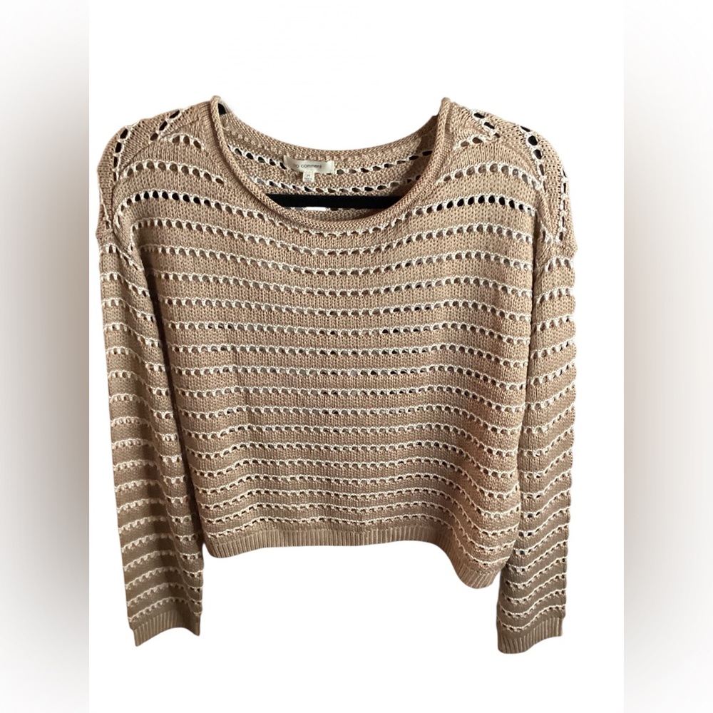 Beige Open-Knit Cropped Women's Sweater
